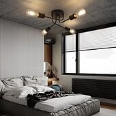 お買い得  シーリングライト調光可能タイプ-フリーフォーム diy 半埋め込みシーリングランプ 4-8 ランプ e26/e27 インダストリアルスタイルのシャンデリア ブラックとゴールド 中世のシャンデリア 寝室 ダイニングルーム リビングルーム ac110v ac220v