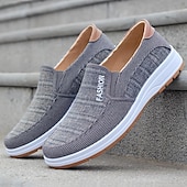 billiga Slip-ons och loafers till herrar-Herr Tofflor och Slip-Ons Slip-on sneakers Promenad Klassisk Ledigt Utomhus Dagligen Kanvas Andningsfunktion Loafers Kaffe Grå Randig Vår Höst