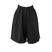 abordables Shorts de lino y algodón-Mujer Pantalones cortos de lino y algodón Perneras anchas Pantalón corto Moda Longitud de la rodilla Color sólido Bolsillos laterales Perneras anchas Comodidad Rígido Casual Diario Negro Rojo Azul