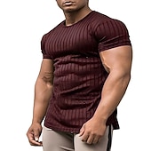 Men's T Shirt Cool Shirt Short Sleeves Crew Neck Summer Striped Designer Basic Modern Contemporary Vacation Street Going out Black White Wine Top Tee for Men 15