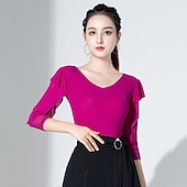 halpa Yläosat ja setit-Latinotanssi Salitanssi Urheiluvaatteet Trikoot / Kokopuku Röyhelöt Puhdas Väri Liitos Naisten Suoritus Kouluts 3/4 hiha Korkea Villasekoite