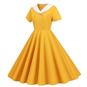 economico Vestiti-Retrò Vintage Anni 1950 Abito vintage Abito Swing Vestito Svasato Per donna Carnevale Mascherata Casual Quotidiano Addio al Nubilato Adulti Vestito Abiti per il ritorno