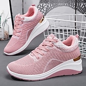 olcso Női tornacipők-Női Tornacipők Rózsaszín Magasító cipők Flyknit cipő Szabadtéri Napi Színes Nyár Rejtett sarok Kerek orrú Sportos Alkalmi minimalizmus Futócipő Gyalogló Repülő szövés Fűzős Fekete Arcpír rózsaszín
