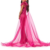 preiswerte Kleider für die Blumenmädchen-Jumpsuits Bodenkurzlänge Blumenmädchen Kleid Federkleid Modenschau  Auftritte Junior Süßes Abschlussballkleid Organza mit Federn  Fell Funkel  Glänzen Disco Fit 3-16 Jahre Kleid zum Beeindrucken