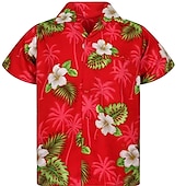economico Stampa Floreale-Per uomo Floreale Pop art Fiori tropicali Camicia Camicia estiva Maglietta informale Manica corta Camicia Collo ripiegabile Di tendenza Streetwear Essenziale Informale Giornaliero Hawaiano Rosa Rosso