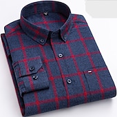 preiswerte Businesshemden für Herren-Herren Oberhemd Kariertes Hemd trachtenhemd Kragenhemd Knopfhemd Schottenstoff Hochzeit Arbeitskleidung A B C E Langarm Kragen Frühling Winter Bekleidung Button-Down