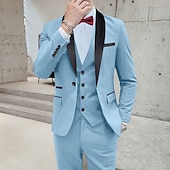 cheap Homecoming Suits-Men&#039;s Wedding Party Tuxedos Pink Royal Blue Summer Solid Color Standard Fit 3 Piece Single Breasted One-button
