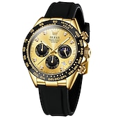 Недорогие Кварцевые часы-Кварцевые часы OLEV для мужчин спортивные наручные часы светящиеся хронографы с календарем многофункциональные водонепроницаемые с силиконовым браслетом