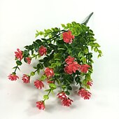 voordelige Kunstbloemen-1 st 7 vork eucalyptus kleine rozen plastic eucalyptus bladeren gesimuleerd watergras