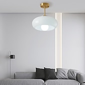 baratos Simplicidade Luminárias de Teto-luzes de teto vintage, lustre de vidro retrô, lustre de montagem embutida, jantar lustre de latão exclusivo