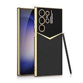 levne Pouzdra pro Samsung-telefon Carcasă Pro Samsung Galaxy S25 S24 Ultra Plus S23 Zadní kryt Držák na tužky Galvanizované Ochrana celého těla Jednobarevné PC PU kůže