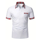billige Klassisk poloskjorte for menn-Herre POLO T-skjorte Golf skjorte Avslappet Daglig Polokrage Klassisk Kortermet Lettvekt Ruter Lapper Alle årstider Normal Lyseblå Svart Hvit Rød Navyblå Lysegrå POLO T-skjorte