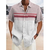 voordelige Geometrisch patroon-Voor heren Geometrie Overhemd Overhemd met knopen Korte mouw Sport Modieus Streetwear Buiten Straat Dagelijks Zomer Lente Strijkijzer Afdrukken Button-omlaag Paars Bruin Groen White + White