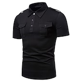 abordables Polo clásico para hombre-Hombre Camisetas polo Polo de algodón Casual Deportes Clásico Manga Corta Básico Cómodo Plano Bolsillo Botones Verano Ajuste regular Negro Blanco Gris Camisetas polo
