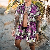 abordables Ensembles de chemises imprimées pour hommes-Homme Léopard Impressions Graphiques Ensembles de chemises Ensemble Chemise Chemise hawaïenne Chemise Aloha Manche Courte Col Rabattu Mode Hawaïen Occasionnel Extérieur Vacances Occasionnel