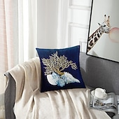 Недорогие Бросить подушки, вставки и обложки-Синий морской коралл двусторонний чехол для подушки 1 шт. мягкий декоративный квадратный чехол для подушки наволочка для спальни гостиной диван кресло