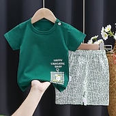 cheap Sets-2 Pieces Toddler Boys T-shirt &amp; Shorts Outfit Animal Cartoon Short Sleeve Cotton Set Outdoor Adorable Daily Summer Spring 3-7 Years 3 green teddy bears 9 spectacled bear 13 Stripes Bear
