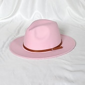 baratos Chapéu de Festa-Chapéus Lã / Acrílico Chapéu Fedora Formal Casamento coquetel Royal Astcot Simples Clássico Com Cor Pura Capacete Chapéu