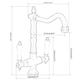 cheap Classical-Twin Lever Traditional Kitchen Sink Mixer Taps, Dual Lever Cold and Hot Faucet Deck Mounted, 360° Swivel Spout Sink Tap with 2 Ceramic Handles, Antique Brass Classic Double Handle for Kitchen Bathroom
