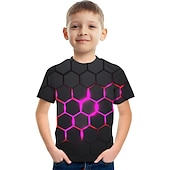 cheap Boy&#039;s 3D Vision &amp; Geometry-Boys 3D Graphic Color Block Optical Illusion T shirt Tee Short Sleeve 3D Print Summer Sports Streetwear Basic Kids 3-12 Years