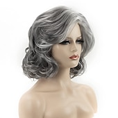 economico parrucca più vecchia-parrucche grigie corte bob per donne miste parrucche sintetiche parrucche pixie bob dritte carine gary