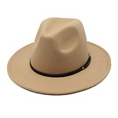 cheap Photobooth Props-Woolen Top Hat Jazz Hat Vintage Black Woolen Jazz Hat Flat Brim Cap