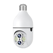 cheap Indoor IP Network Cameras-Upgraded Dual Lens 10XHybrid Zoom Light Bulb Security Camera WIFI 360 Auto Tracking Security Camera Color Night Vision Siren&amp; Light Alarm PTZ IP Camera For Home Security