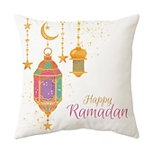 cheap Holiday Cushion Cover-Ramadan Kareem Throw Pillow Cover Eid Mubarak 1PC Soft Decorative Square Cushion Case Pillowcase for Bedroom Livingroom Sofa Couch Chair Machine Washable