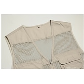 billige Herre fiskevest-Herre سترة Gilet Fiskevest Vest til turbruk Ermeløs vest Gilet jakke utendørs Ferie Gatemote Elegant og moderne Sommer Vår Lomme Fort Tørring Polyester Pustende Fargeblokk Glidelås V-hals Normal