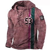 olcso Vintage etnikai kapucnis pulóverek-Férfi Brojke Grafikai nyomatok Kapucnis felsőrész Kapucnis felsők Pulóver Utcai sikk Dizájn Hosszú ujj Kapucni Sport &amp; Szabadtéri Napi Sport Világoszöld Medence Fűzős Nyomtatott Tavasz &amp; Ősz Tervező