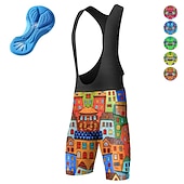 お買い得  メンズショートパンツ・タイツ・パンツ-男性用 グラフィック サイクリングビブショーツ バイク ボトムズ マウンテンサイクリング ロードバイク スポーツ 3Dパッド サイクリング 速乾性 吸汗性 ブルー オレンジ スパンデックス 衣類 サイクルウェア
