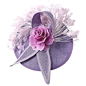 billige Coiffer-fascinators Sinamay Bryllup Kentucky Derby cocktail Retro Rød Brude Med Fjær Blomster Hodeplagg Hodeplagg