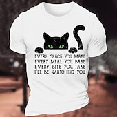 voordelige Grafisch T -shirt voor heren-Grappig Kat T-shirt voor Heren - &quot;Elke Snack Die Je Maakt Elke Maaltijd Die Je Bakt Elke Hap Die Je Neem Ik Kijk Naar Je&quot; Huisdier Liefhebbers Cadeau voor Hem
