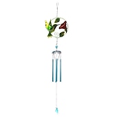 cheap Dreamcatcher-1pc Kingfisher Glass Painted Wind Chime Outdoor Handicraft Hanging Ornament For Window Balcony Garden Decor 16x78cm/6.3&#039;&#039;x30.7&#039;&#039;