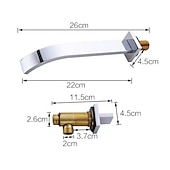 cheap Wall Mount-Wall Mounted Bathroom Sink Mixer Faucet Waterfall, Widespread Basin Taps Vintage Brass 2 Handles 3 Holes Washroom Wash Baxin Tap with Cold Hot Water Hose
