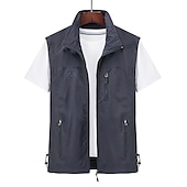 voordelige actieve bovenkleding voor heren-Voor heren Vissersvest Wandelvest Mouwloos Overkleding Rits top Buiten waterdicht Winddicht Ultralicht (UL) Ademend Chinlon Zwart Leger Groen Grijs Jagen Vissen Klimmen / Sneldrogend / Multi Pocket