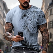 cheap Animal Print T shirts-Men&#039;s Unisex Lion Graphic Prints T shirt Short Sleeve T shirt 3D Print Crew Neck Shirt Designer Plus Size Casual Daily Holiday A B C Summer Clothing Apparel Plus Size S M L XL XXL 3XL 4XL