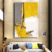 abordables Peintures Abstraites-Peinture à l&#039;huile à la main peint à la main art mural abstrait jaune décoration de la maison décor toile roulée sans cadre non étiré