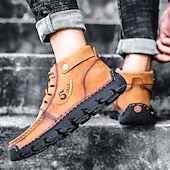abordables Baskets-bottines en cuir vintage pour hommes – chaussures d&#039;extérieur décontractées à lacets avec semelle antidérapante durable