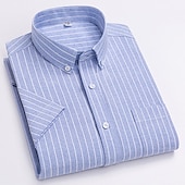 preiswerte Oxford-Hemden für Herren-Herren Oberhemd Gestreiftes Hemd Hemd Oxford Hemd Kariert / Gestreift / Chevron Hochzeit Büro &amp; Karriere Kastanienbraun Hellgelb Hellblau Weiß Langarm Hemdkragen Frühling Sommer Bekleidung Kreuz