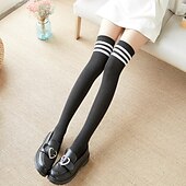 economico calzini da casa-calzini lunghi da donna calzini sopra il ginocchio coreani calzini a tubo medio a righe a due barre studenti skateboard calzini da calcio ritorno a scuola studente universitario