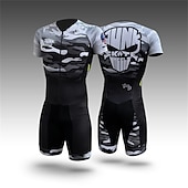 cheap Men&#039;s Clothing Sets-Men&#039;s Triathlon Tri Suit Short Sleeve Triathlon Silver Light Yellow Dark Grey Graphic Bike Lycra Sports Graphic Clothing Apparel