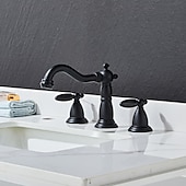 abordables Trous multiples-Robinet mitigeur d&#039;évier de salle de bain répandu, robinets de lavabo en laiton à 3 trous et 2 poignées robinet d&#039;eau de navire salle de bain avec tuyau d&#039;eau chaude et froide monté sur le pont, robinet de lavabo