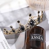 preiswerte Geschenke-Vintage Barock Krone Neue Legierung Grüner Diamant Kleine Krone Edle und Elegante Geburtstagsprinzessin Kristall Kopfschmuck Valentinstag Geschenk