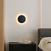 Недорогие наружные настенные светильники-светодиодный наружный настенный светильник водонепроницаемый дизайн круга черный теплый белый / белый настенное освещение ip65 водонепроницаемый акриловый металлический наружный настенный светильник