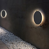 Недорогие наружные настенные светильники-светодиодный наружный настенный светильник водонепроницаемый дизайн круга черный теплый белый / белый настенное освещение ip65 водонепроницаемый акриловый металлический наружный настенный светильник