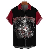 preiswerte Retro Vintage Druck-Herren Buchstabe Porträt Pin-up-Girl Hemd Sommer Hawaiihemd Alohahemd Kurze Ärmel Hemd Umlegekragen Vintage Tropisch Mode Straße Lässig Hawaiianisch Schwarz Blau Khaki S M L