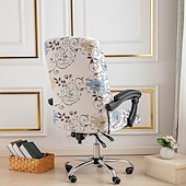 abordables Housse de fauteuil de bureau-Housse de chaise d&#039;ordinateur, housse de chaise de bureau extensible housse de siège de jeu rotative douce durable lavable