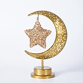 abordables Luces decorativas de Ramadán-Ramadán eid mubarak luces decorativas lámpara de noche iluminación de vacaciones festival de ramadán musulmán led castillo estrella luna luz de noche hogar dormitorio decoración