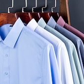 preiswerte Businesshemden für Herren-Herren Oberhemd Knopfhemd Glatt Hochzeit Urlaub Schwarz Weiß Hellgrün Wein Kurze Ärmel Umlegekragen Sommer Bekleidung
